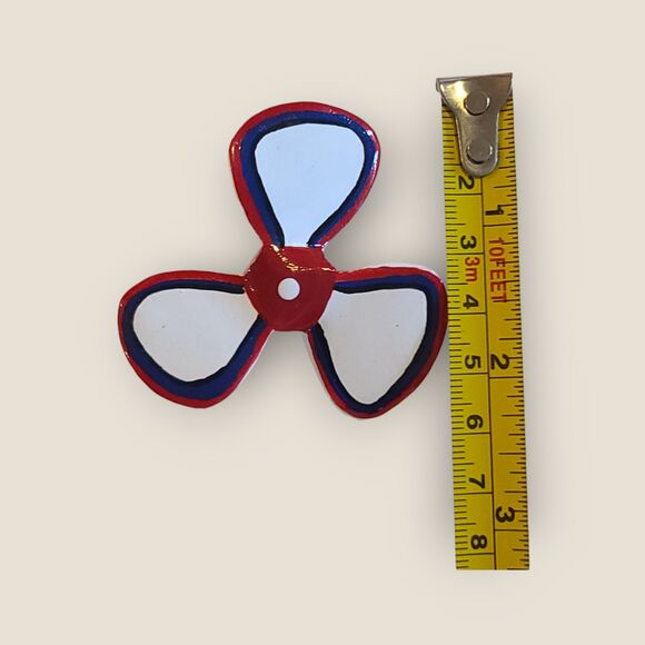Vintage Enamel Red White & Blue Boat Propeller Brooch Pin Estate - Picture 6 of 6